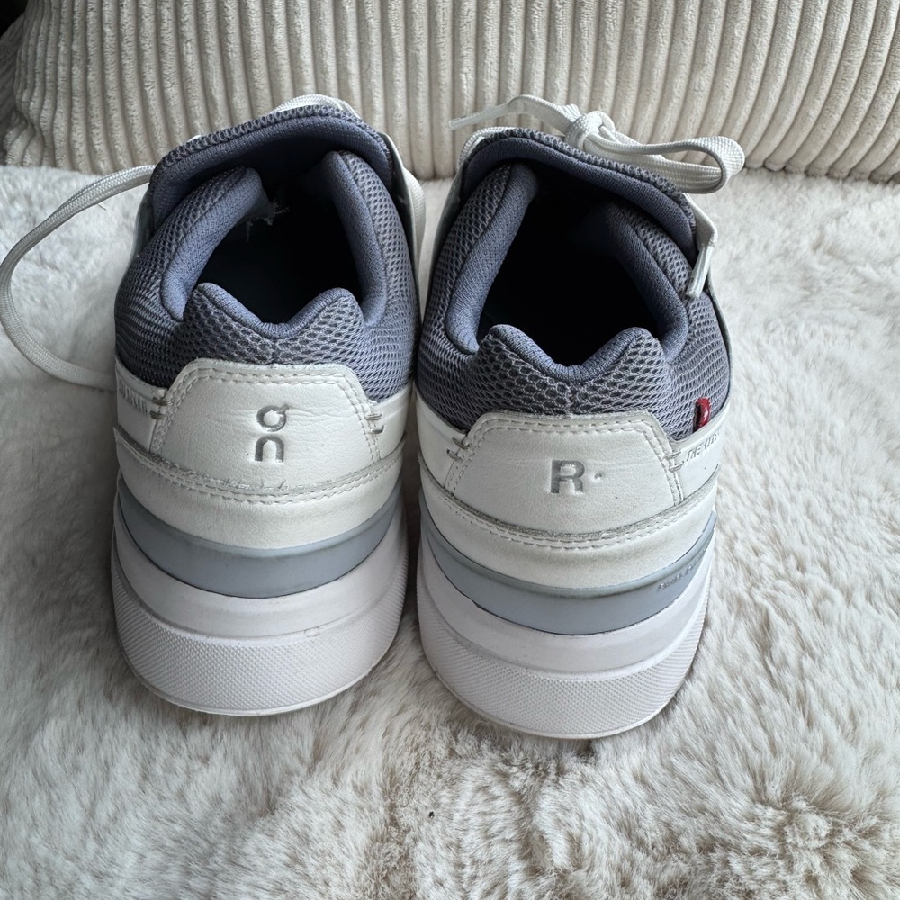 On Running White and Gray Sneakers with Breathable Mesh